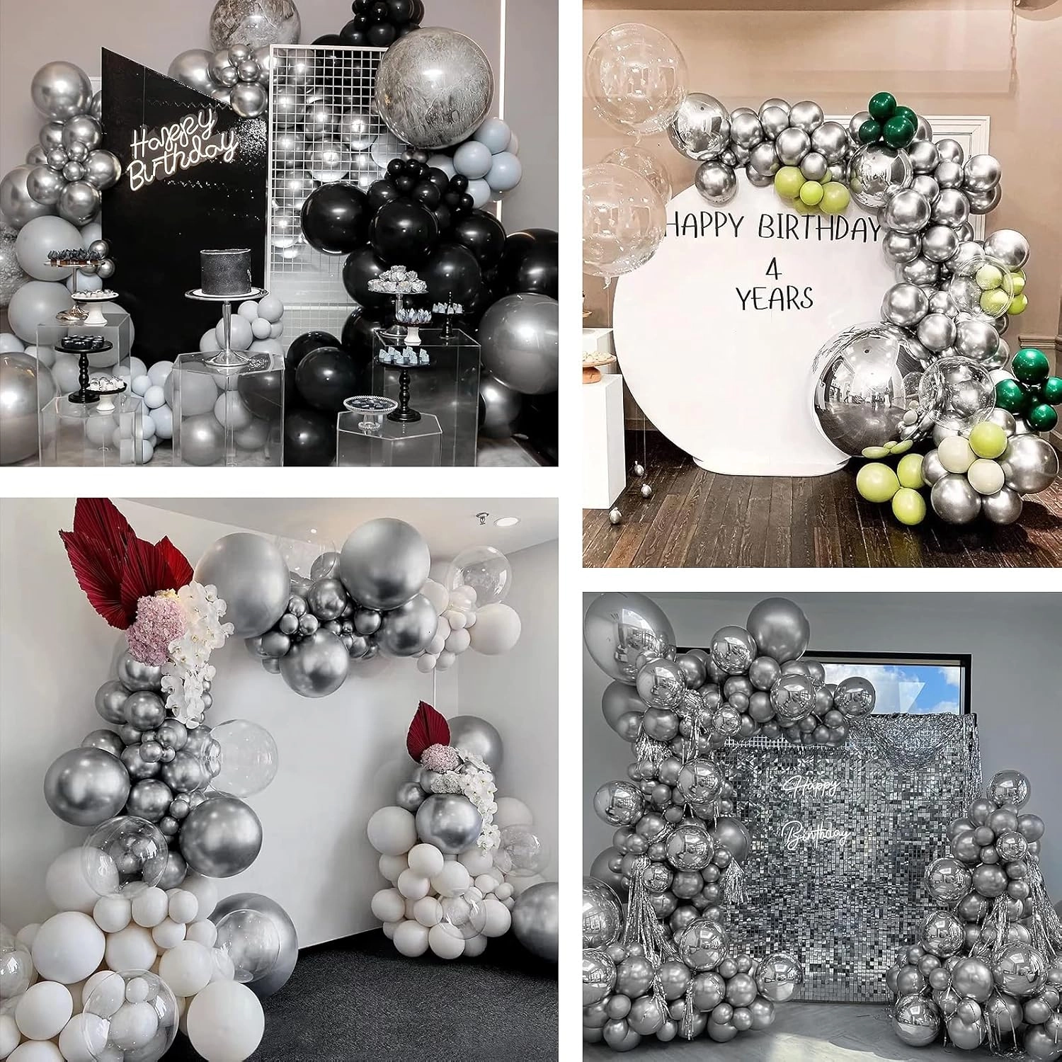 Metallic Silver Balloons - 100 Pack Birthday