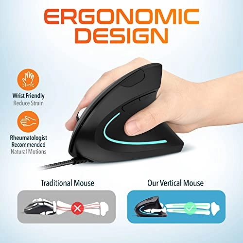 Ergonomic 12 Vertical Mouse - USB