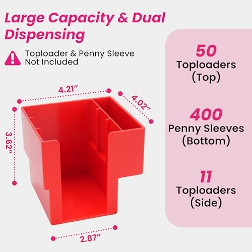 Dual Sleeve & Toploader Dispenser Station - 2pcs 400 Penny Sleeves 50 Card Savers