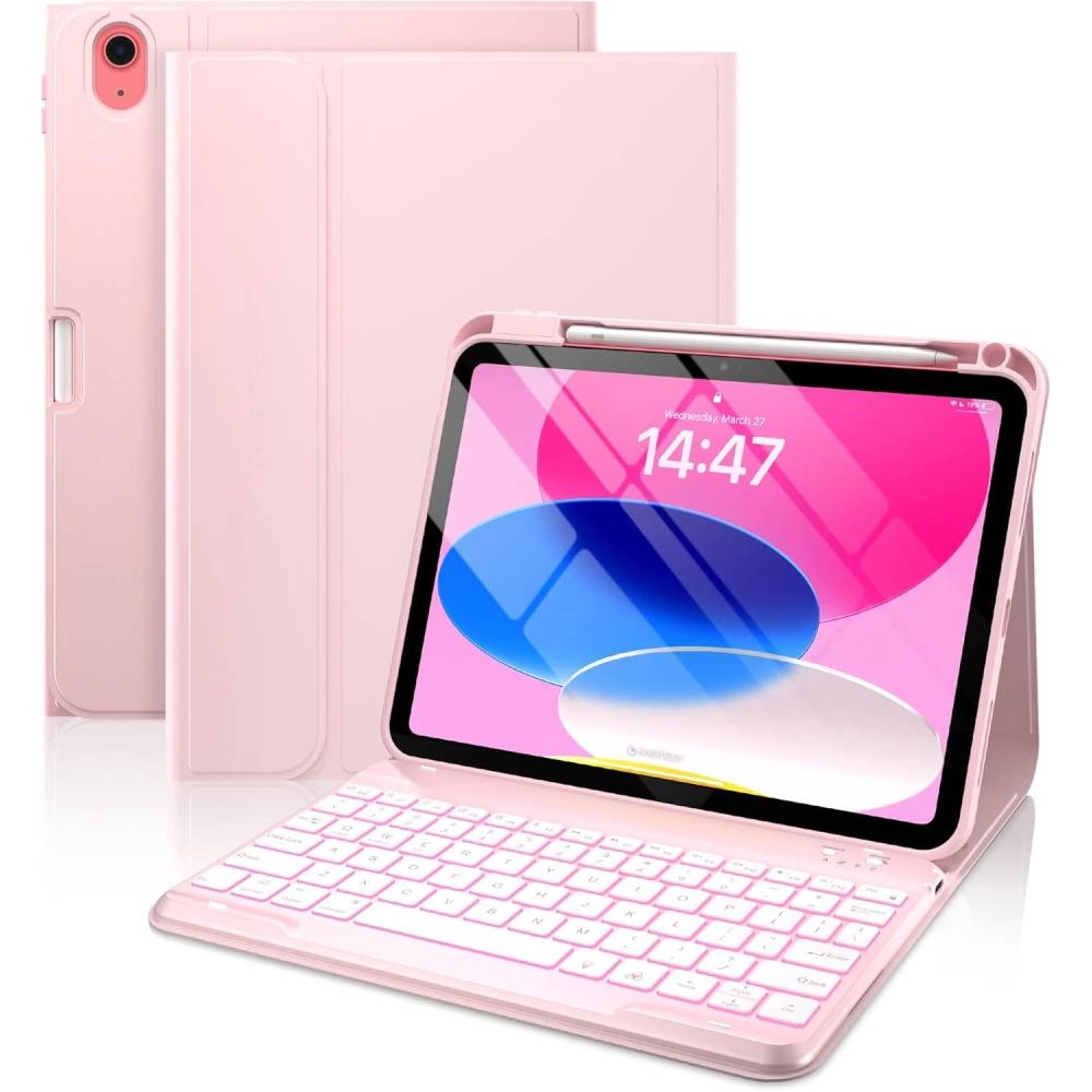 ZOOMEE STORE Keyboard Folio Case with Pencil Holder for iPad 10th Gen 10.9-inch (2022) and iPad 11th (A16, 2025)