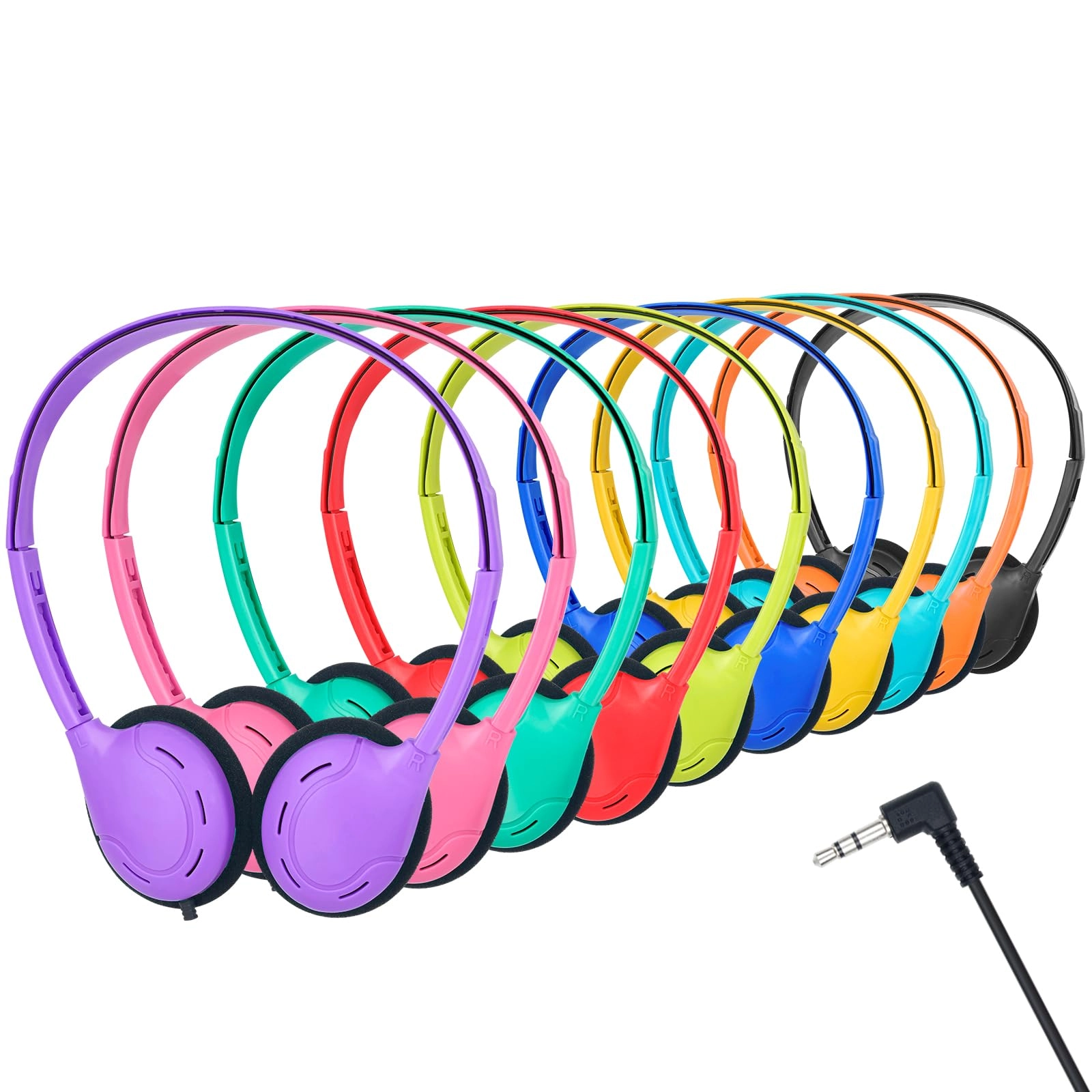 TJZXGUI Bulk Headphones for Classroom - 10 Pack Multi Color