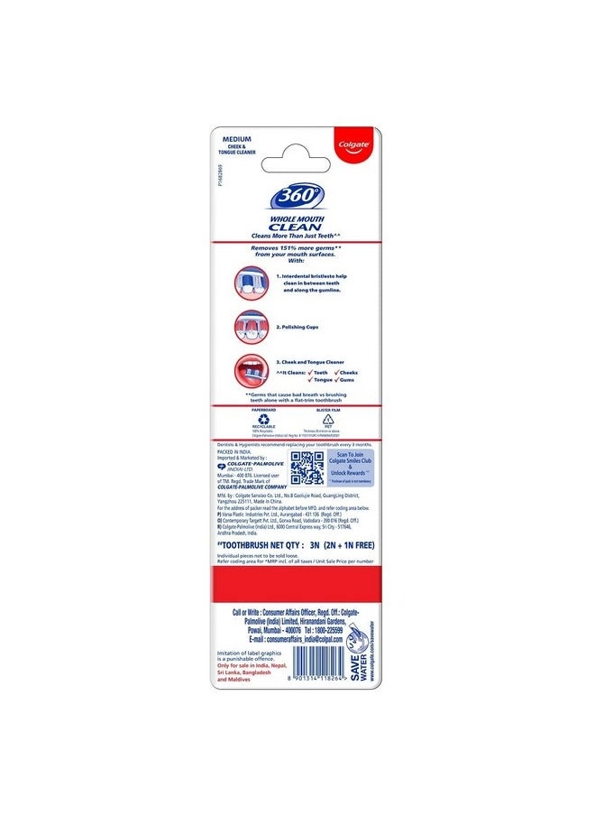 360 Whole Mouth Clean Toothbrush - 3-Piece Pack Manual