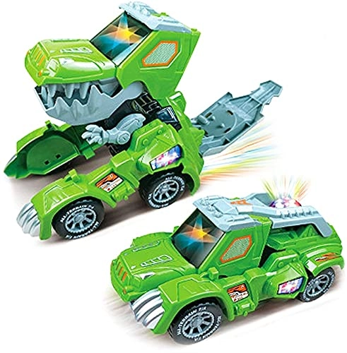 Auto Transforming Dinosaur Cars - Music LED Green