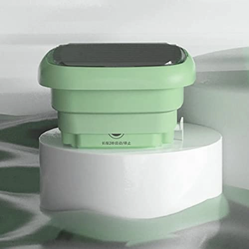 Portable Washing Machine Dryer Comb Folding Integrated Blue Ray Mini Underware Washer with Drain Pipe Basket for Apartment Camping (Green)