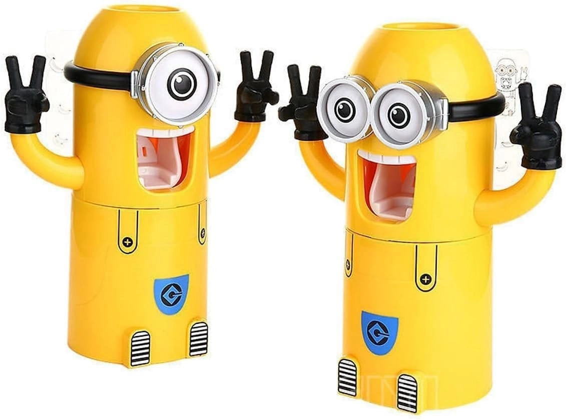 Cartoon Little Yellow Man Toothbrush Holder - Wall 2 toothbrushes