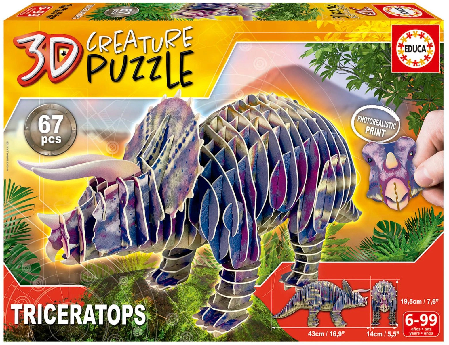 Educa Triceratops 3D Puzzle (FGI-19183) - 67 pcs