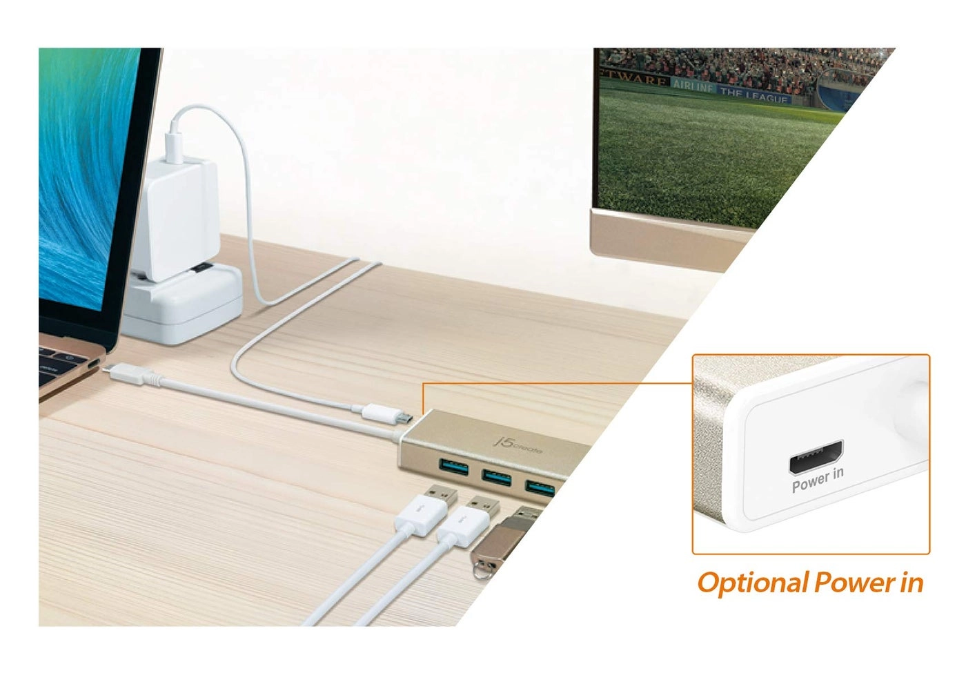 USB 3.1 Type C to 3 USB 3.0 Hub with 4K HDMI Port