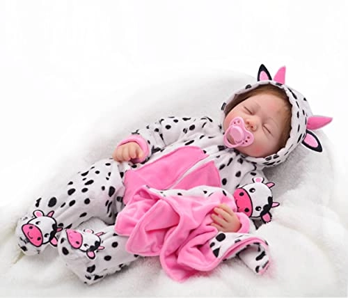 Reborn Baby Doll - 22 Inch Vinyl Sleeping Moo-Cow Ages 6+ Gift Set