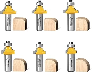 CSOOM Roundover Router Bit Set - 1/8" 1/4" 5/16' 3/8" 7/16' 1/2' 1/2 inch 6 pcs