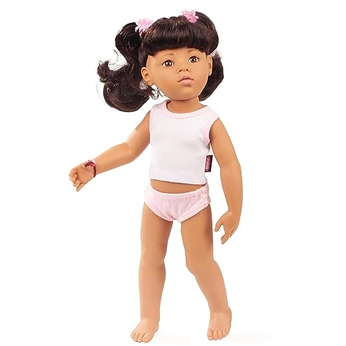 Hannah Poseable Doll - 19.5" Long Black Hair Extra Outfit (Denim Overalls, Shirt & Sandals)