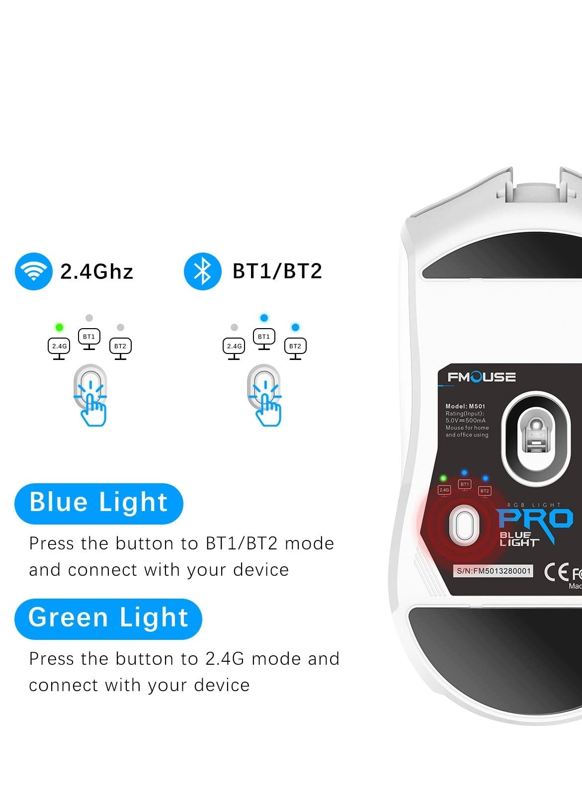 LED Rechargeable Slim Silent Mouse - Wireless