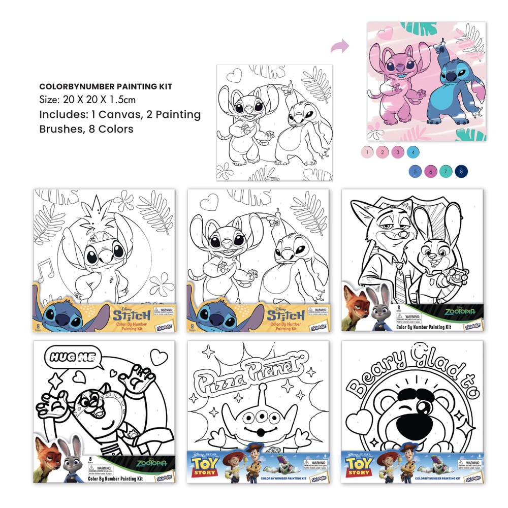 Lotso Bear Color By Number Painting Kit - 11pcs 2 Painting Brushes