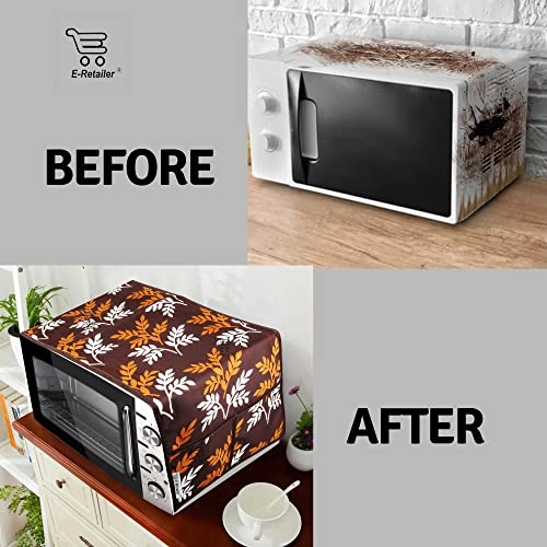 Microwave-Oven Top Cover - Polyester 3-Layered 4 Pockets Maroon