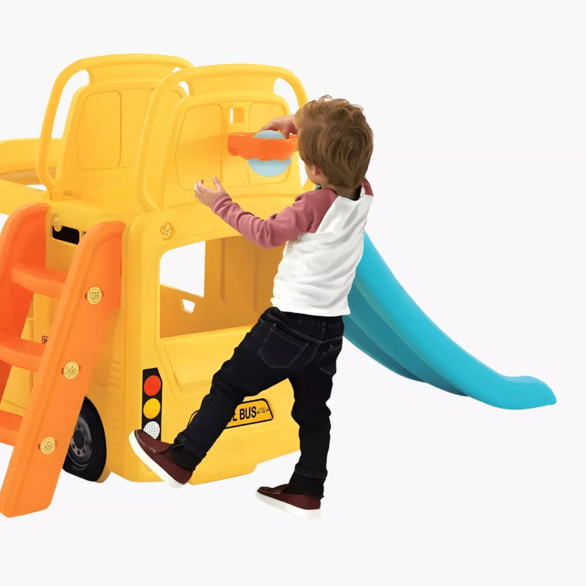 3-in-1 Little School Bus Slide Play Set - Yellow 2+