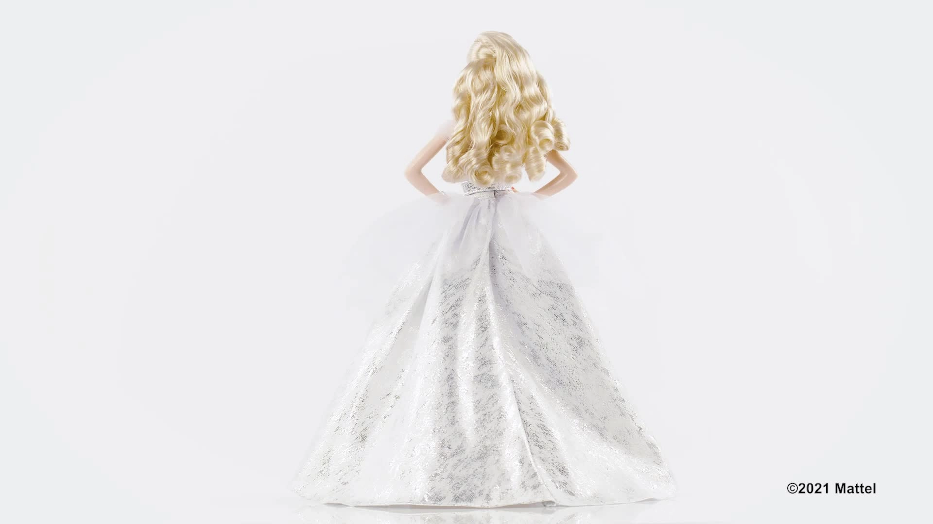 2021 Holiday Barbie - 12 Inch Blonde Wavy Hair Silver Gown Ages 6+