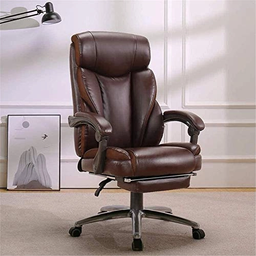 Desk Chair - PU Leather Brown High Back