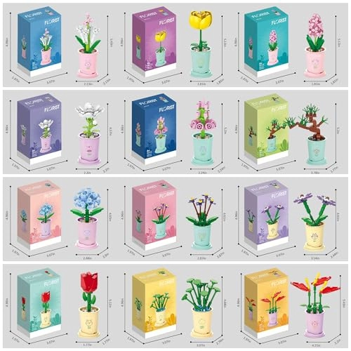 Mini Flower Botanical Building Block Collection - 12pcs