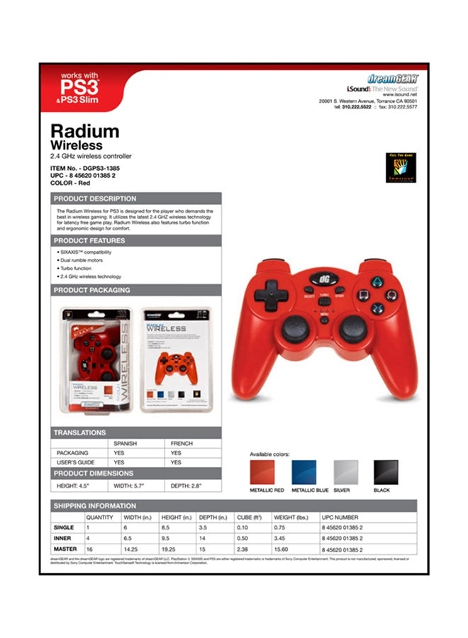 Radium Turbo - Red PlayStation 3 (PS3)