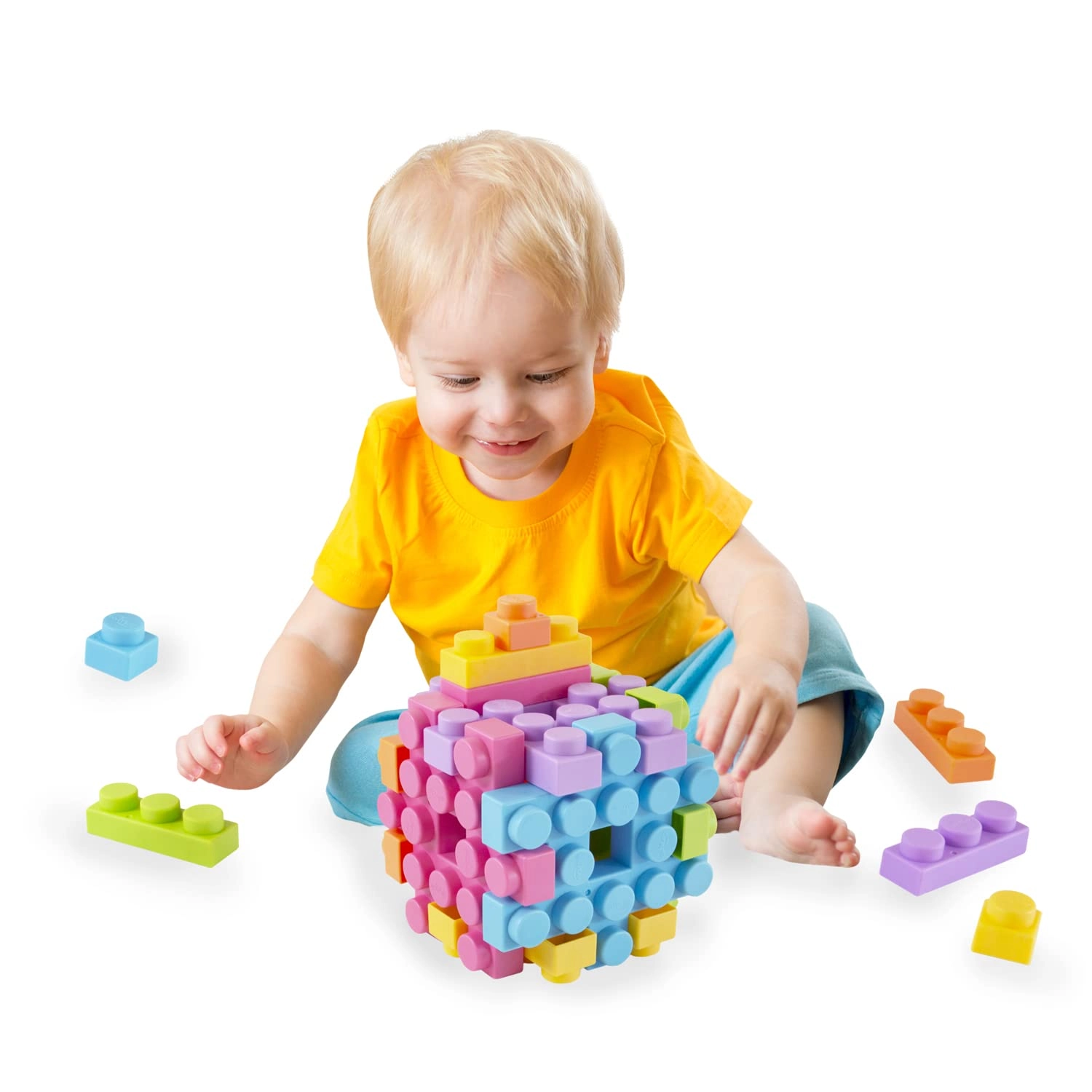 UNiPLAY Waffle Play Cube Soft Building Blocks - 3 months+ 6 pieces