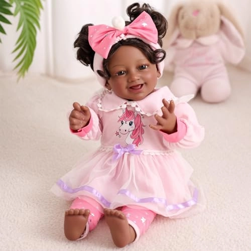 Una Reborn Baby Doll - 20-inch Vinyl Cotton Black Ages 3+