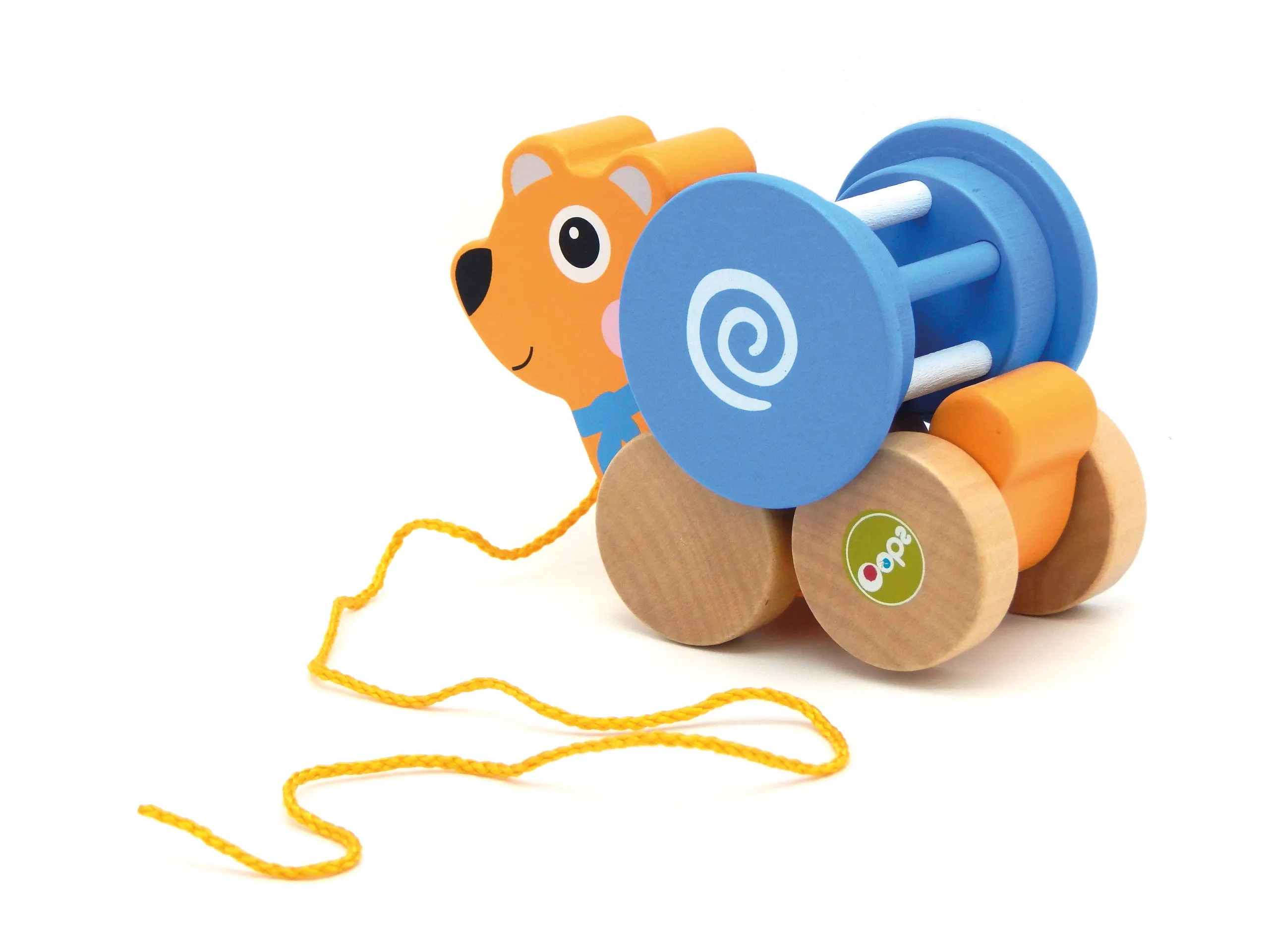 Pull & Fun - Bear 4 wooden rolling wheels