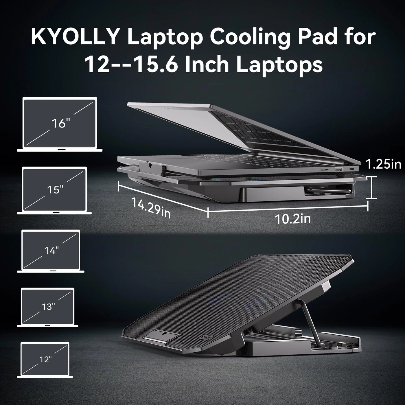 Ultra Slim Laptop Cooling Pad - 2 10-15.6 Inch