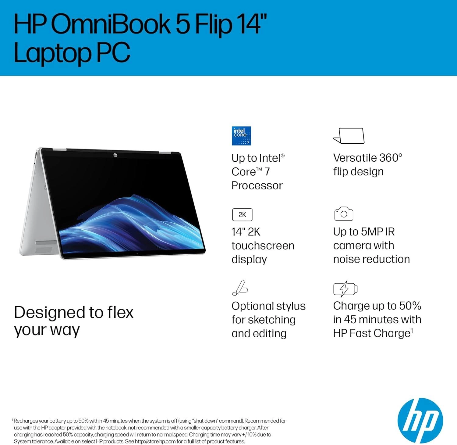 OmniBook 5 Flip B86Q7UA#ABA - 14'' Core 7-150U 16GB DDR5 512GB SSD