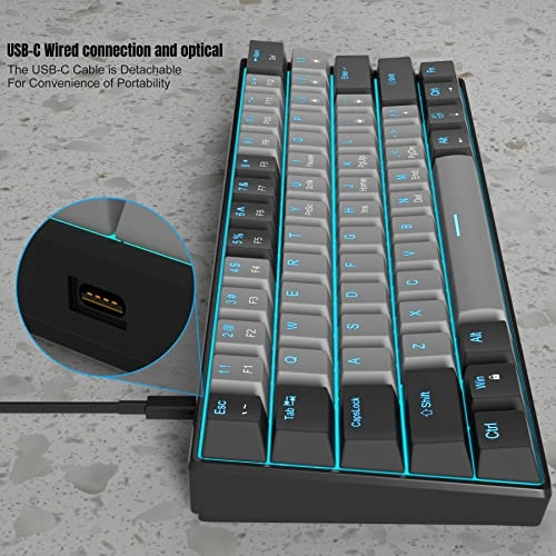 Portable 60% Gaming Mechanical Keyboard - Compact Wired