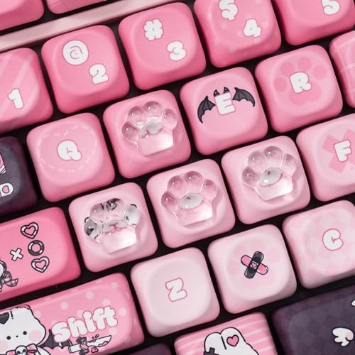 Cat Paw Shape Raised Keyboard Stickers - 20 PCS Crystal Clear Glass