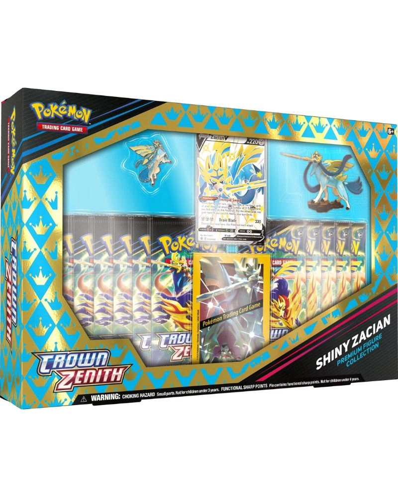 Crown Zenith Shiny Zacian/Zamazenta Figure Box - Assorted 1 Piece 11 Booster Packs