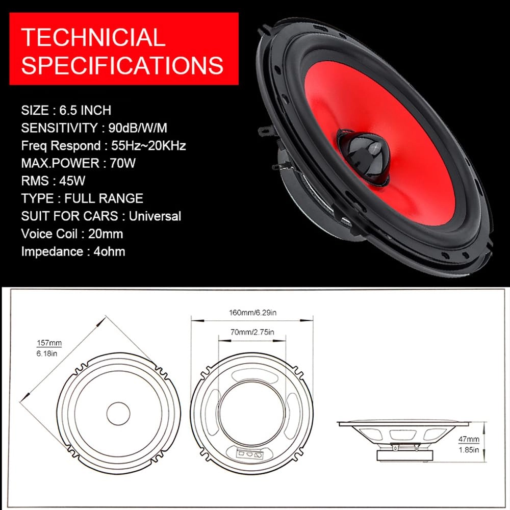 Coaxial Car Speakers - 6.5"