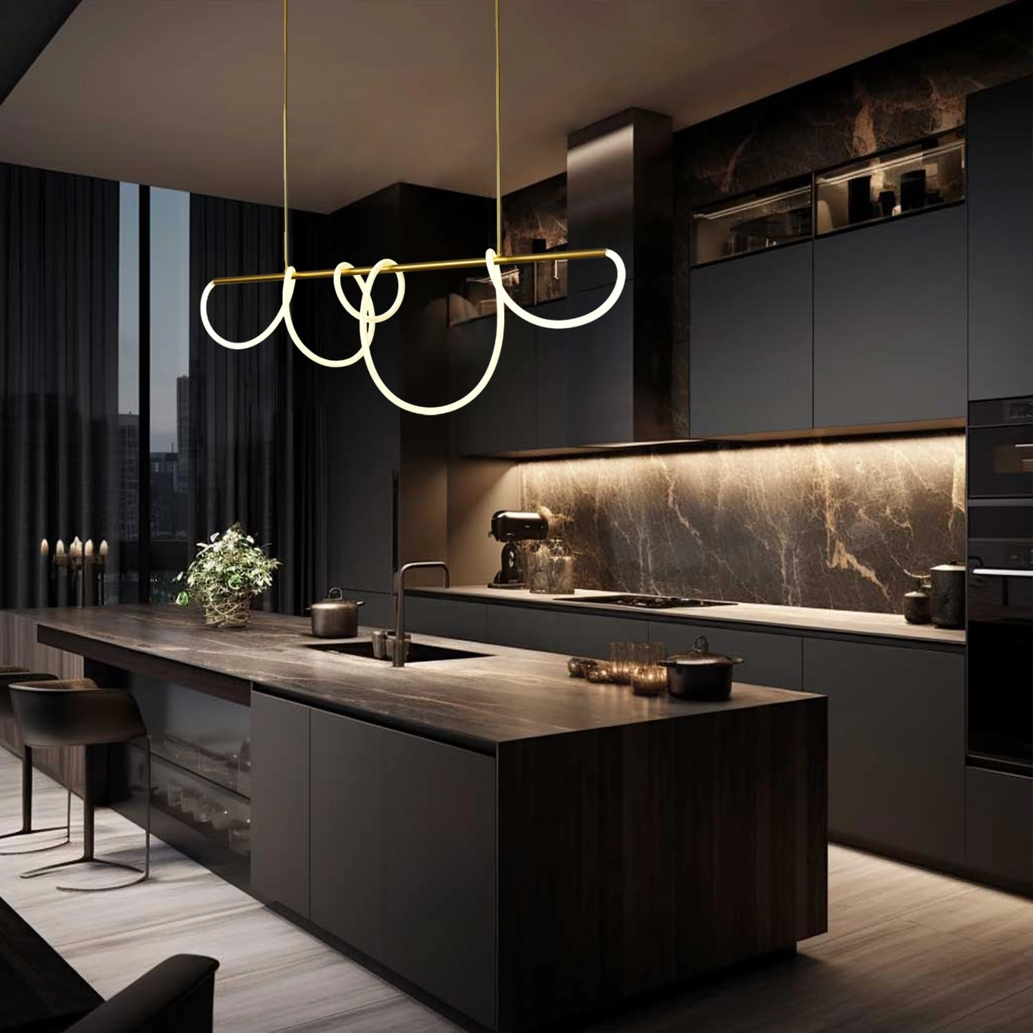 SITAFU Modern Linear Pendant Light - 62.9 inch