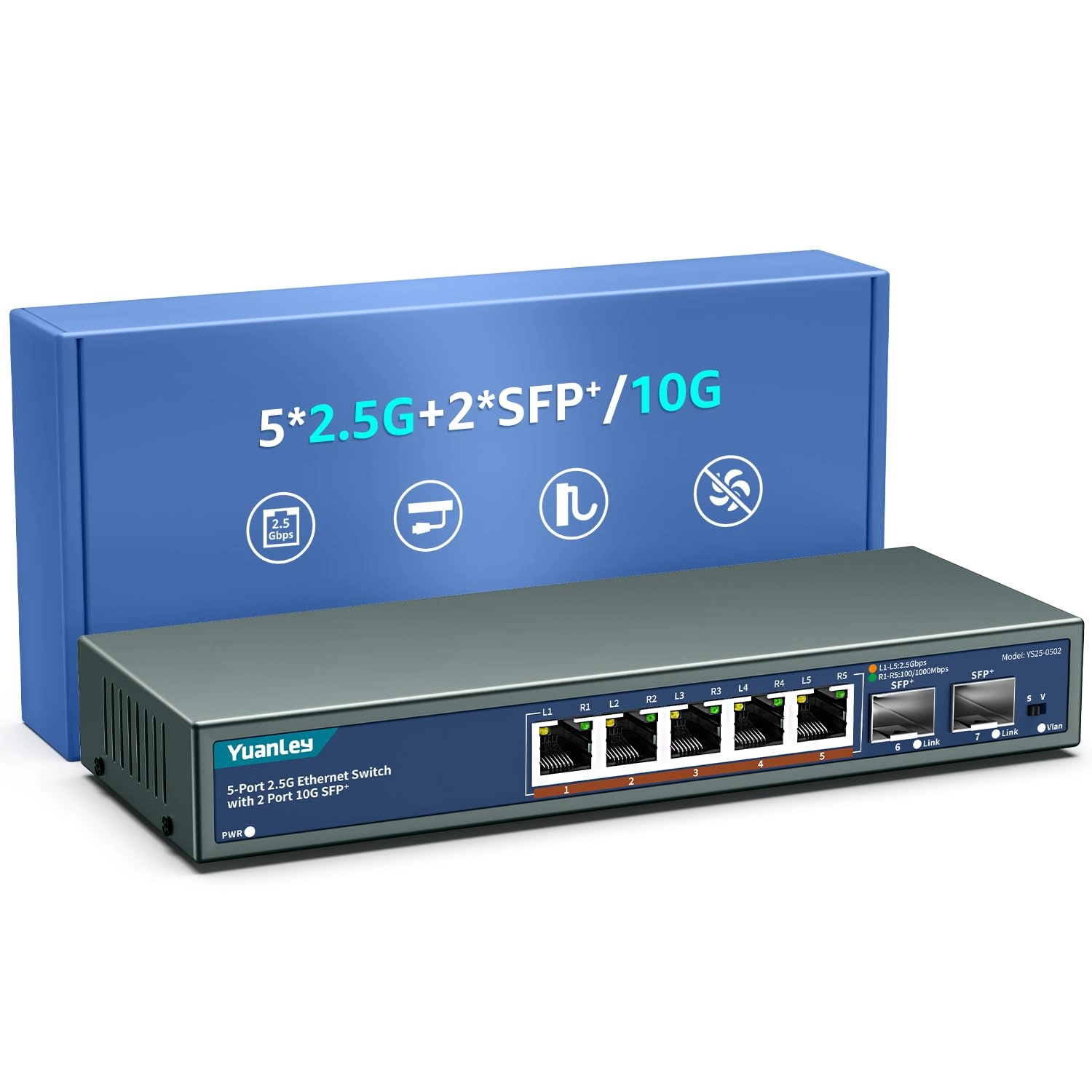 YuanLey 5x2.5G +2x10G SFP+(Unmanaged) 7-ports