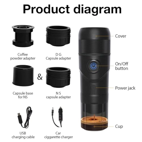 Portable Coffee Maker - 120ml Capsules DG Capsules Ground Coffee