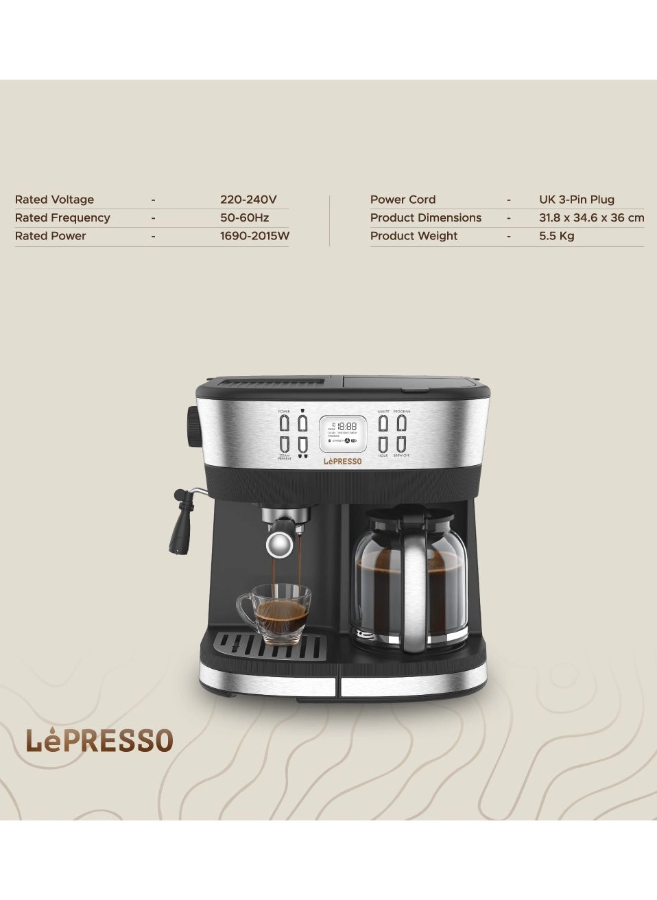 2-in-1 Espresso Coffee Machine LPCFFM0002
