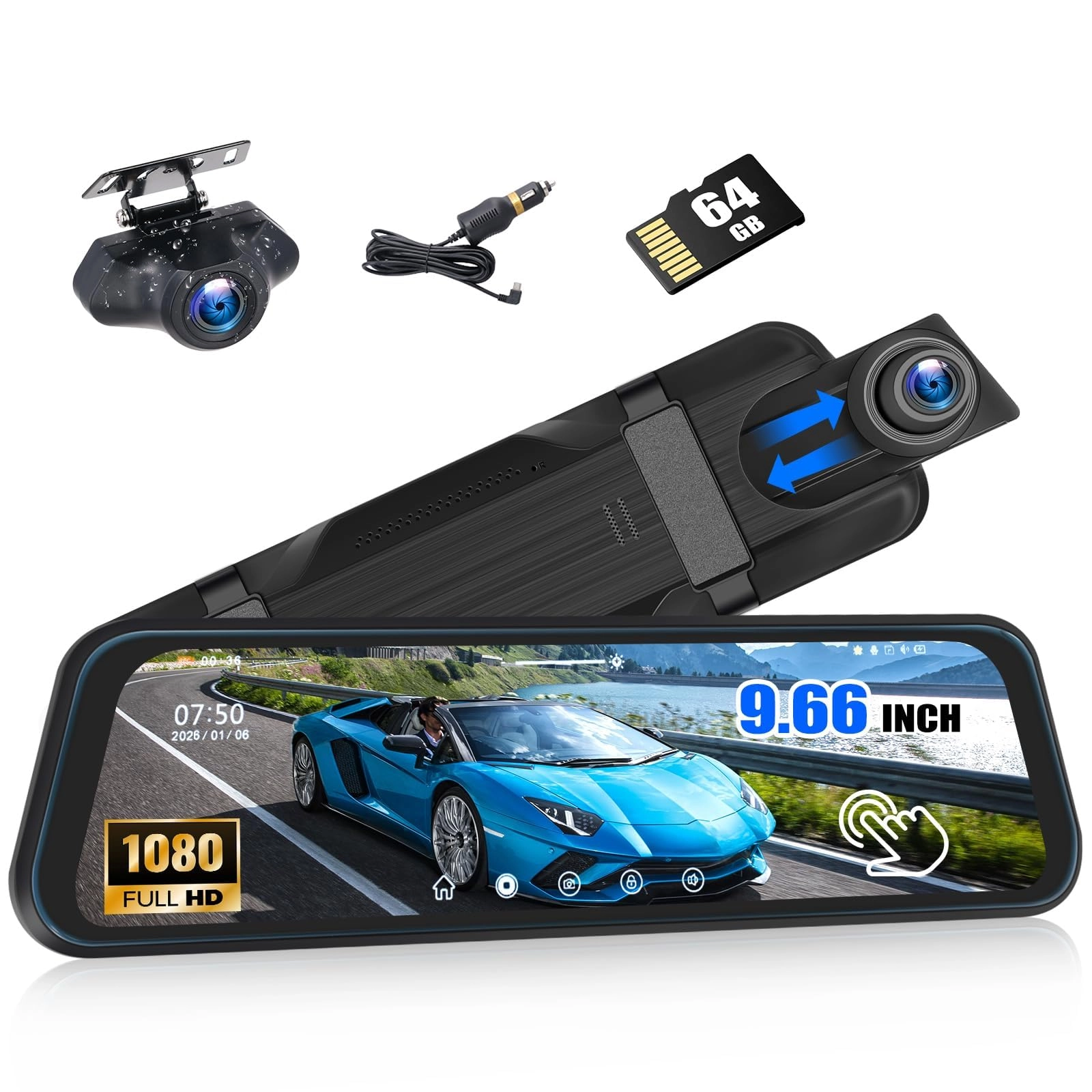 Zomolither Mirror Dash Cam - 1080p