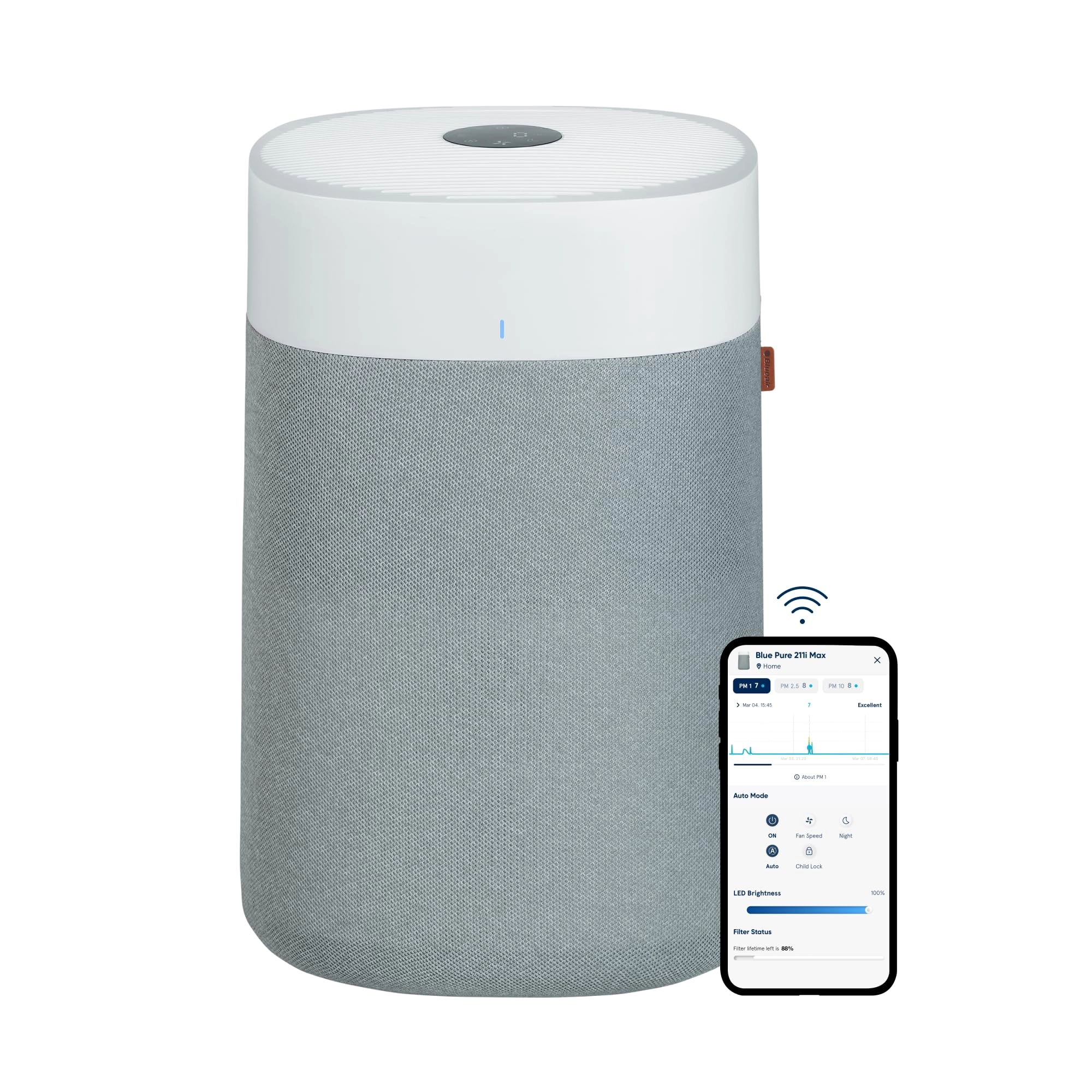 Blueair Blue Pure 211i Max - 5-Stage Filtration Smart Wifi White Grey