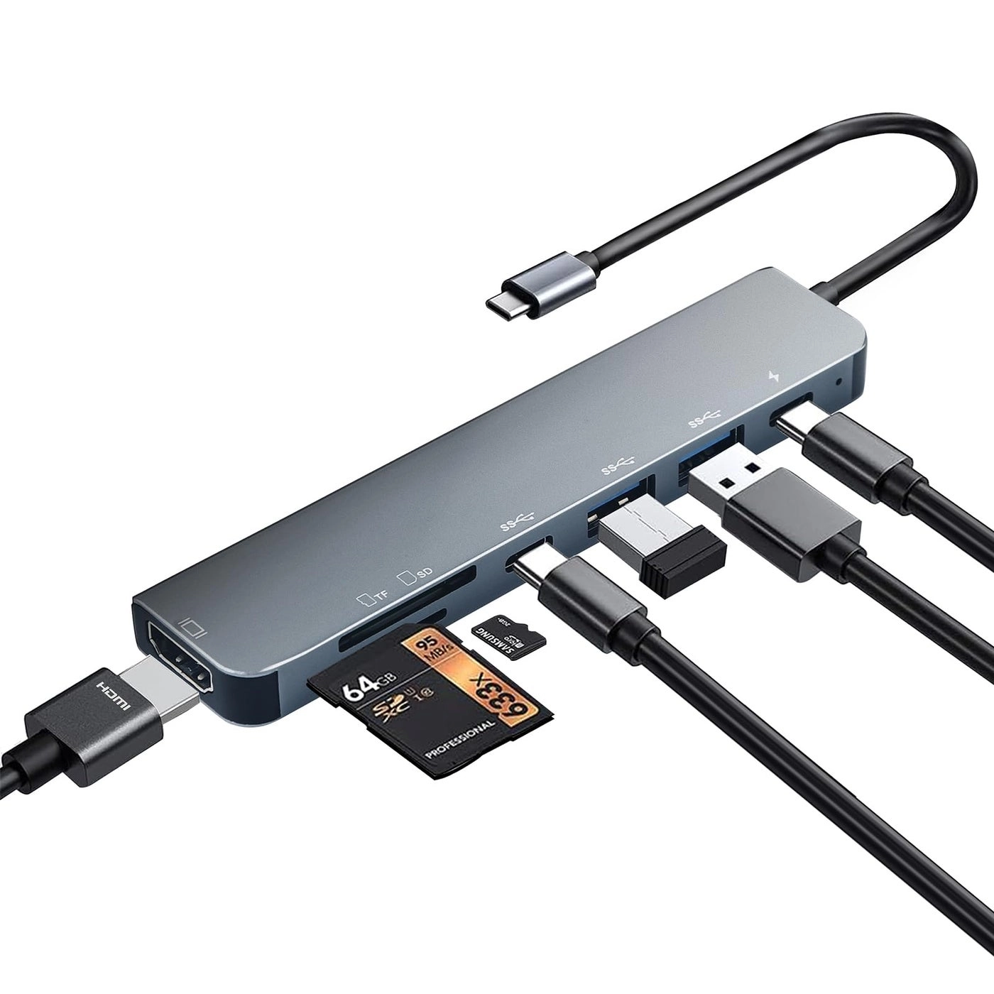 Luonanava USB C Hub - USB C MacBook Pro/Air, Chromebook, Dell, HP and Other Type C Laptops