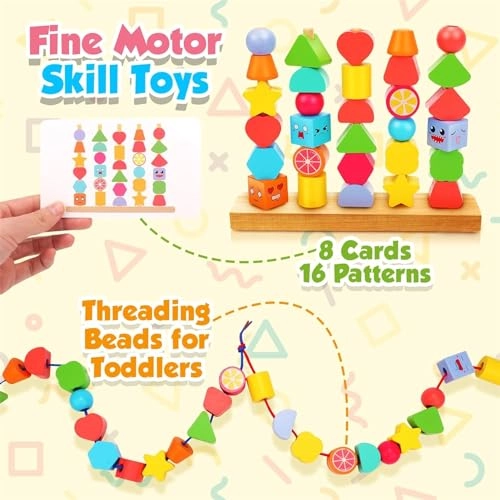 Montessori Wooden Beads Sequencing Toy - 2-4 yr(s) 30 piece(s)