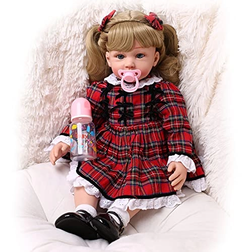 Reborn Baby Doll - 24 Inch Vinyl Cotton Body Pink Yarn Skirt Ages 3+