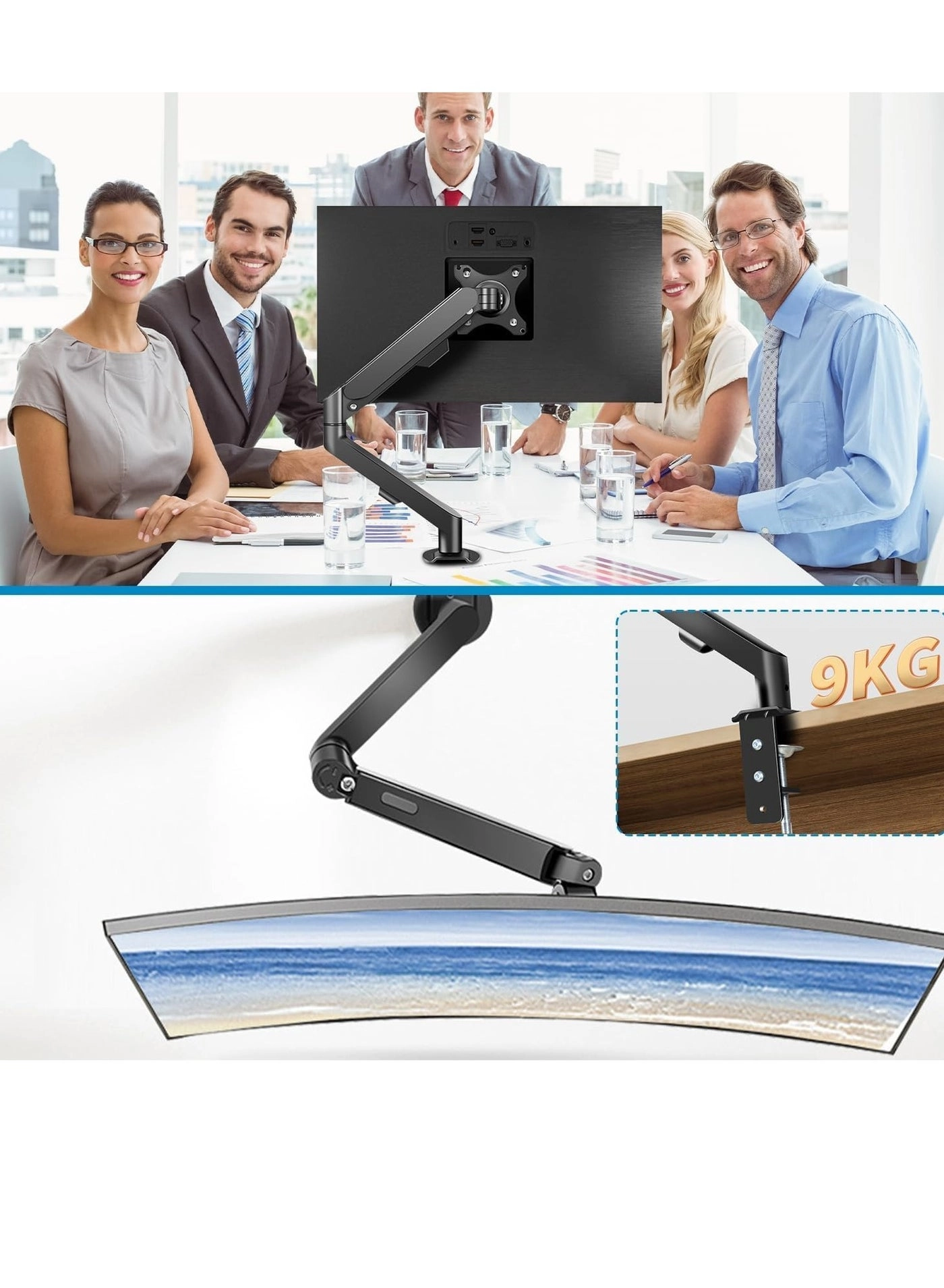 Monitor Desk Mount Single Arm Stand - 13 to 32 Inch 75x75mm or 100x100mm