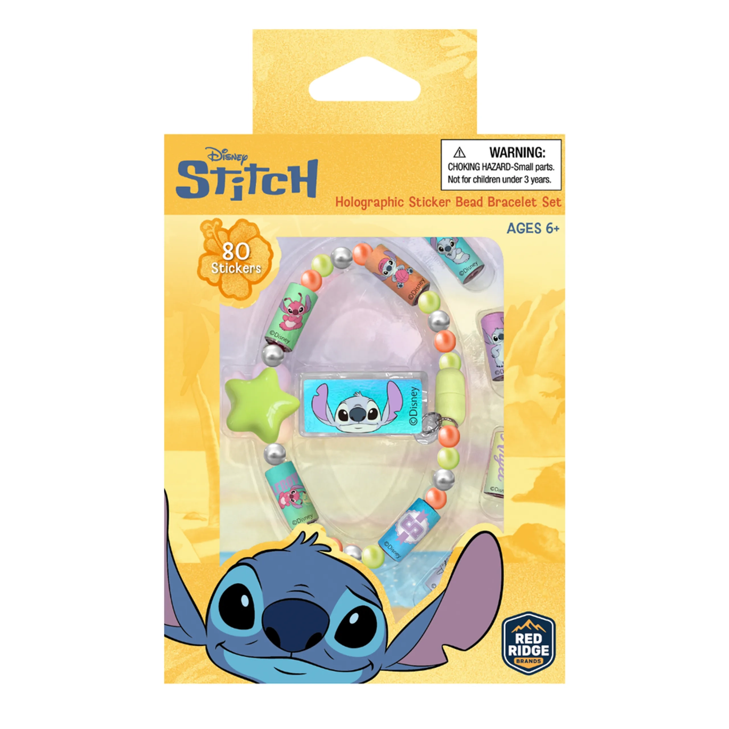 Disney Stitch Holographic Sticker On A Roll Bracelet Making Craft Set - 80 Holographic Stickers Suitable for 6+