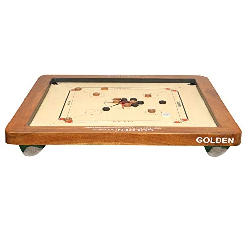 Golden Carrom Board - 12mm Champion with Coins Striker & Cover