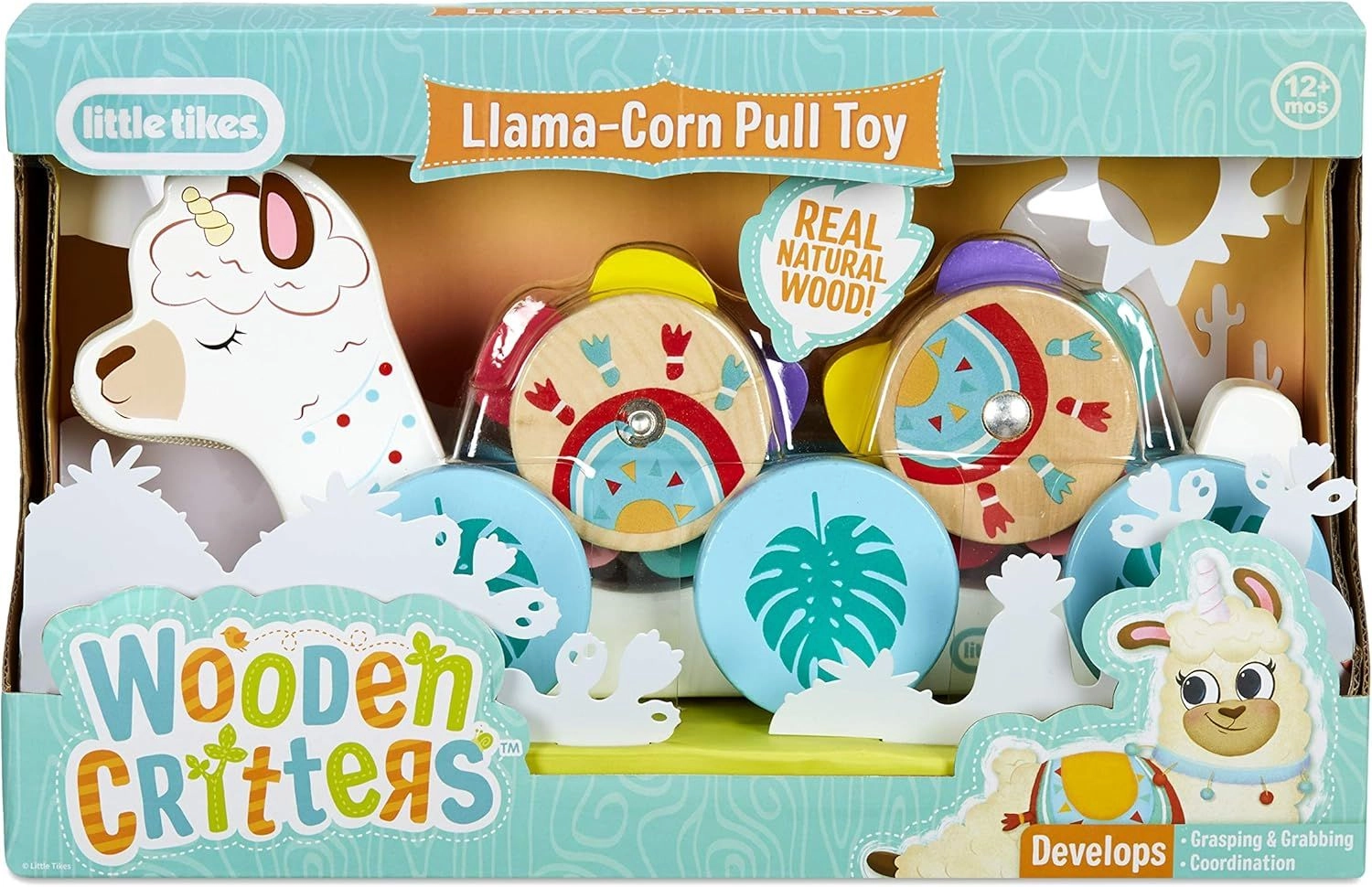 Wooden Critters Pull Toy - 3 piece(s) Unicorn Dino Llama-Corn