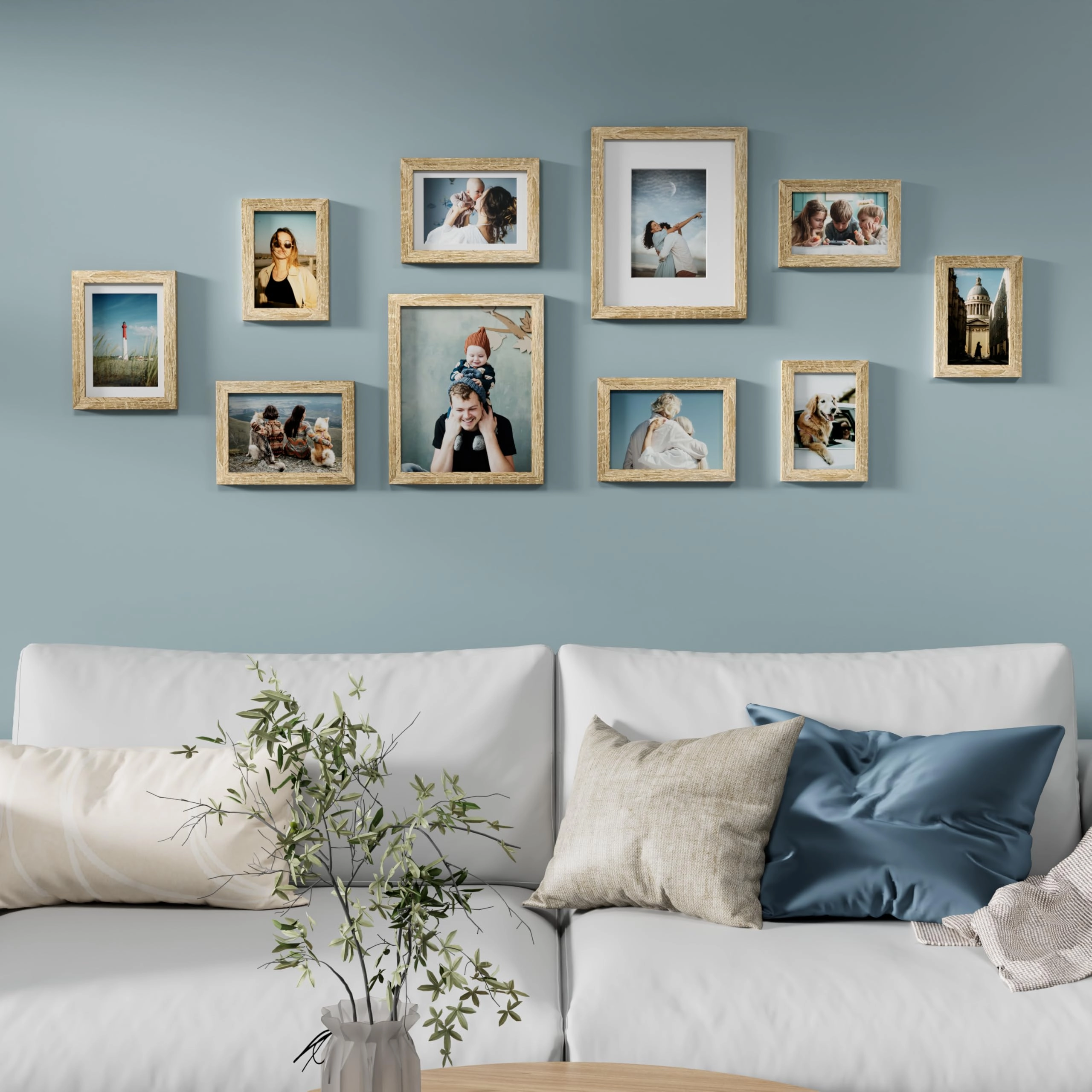 Picture Frames Set - 10 Pack Rustic Grey