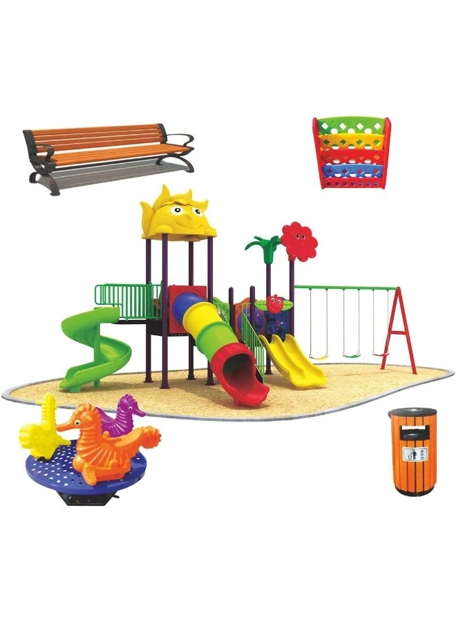 Multi Purpose Kids Outdoor Playing Equipments - 770x320x280cm 2+ Years