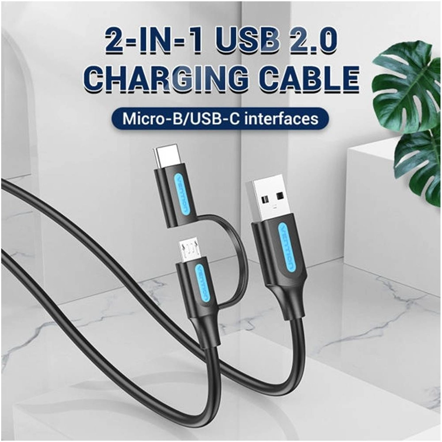 Standard Cable 480Mbps USB-A to Micro-B/USB-C 0.3m