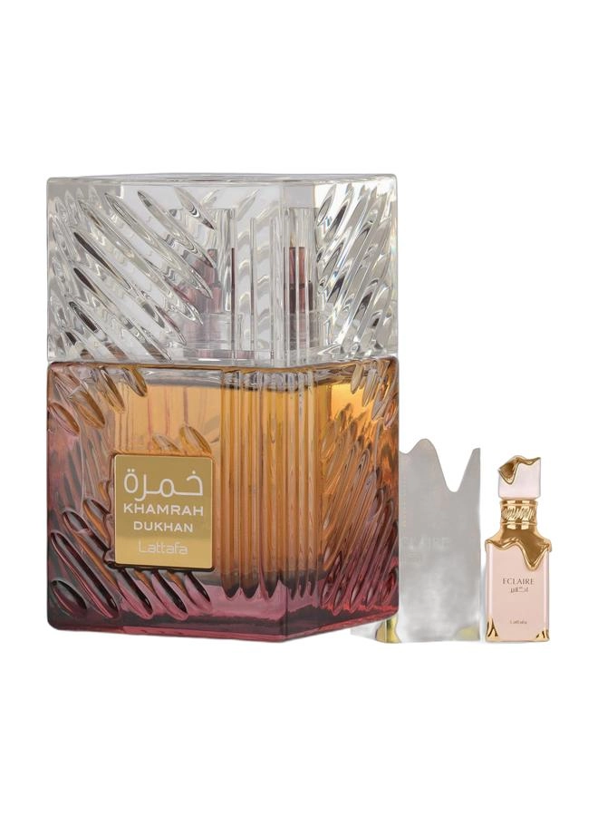 Lattafa Khamrah Dukhan - 100ml Eau de Parfum + Eclaire - 100ml