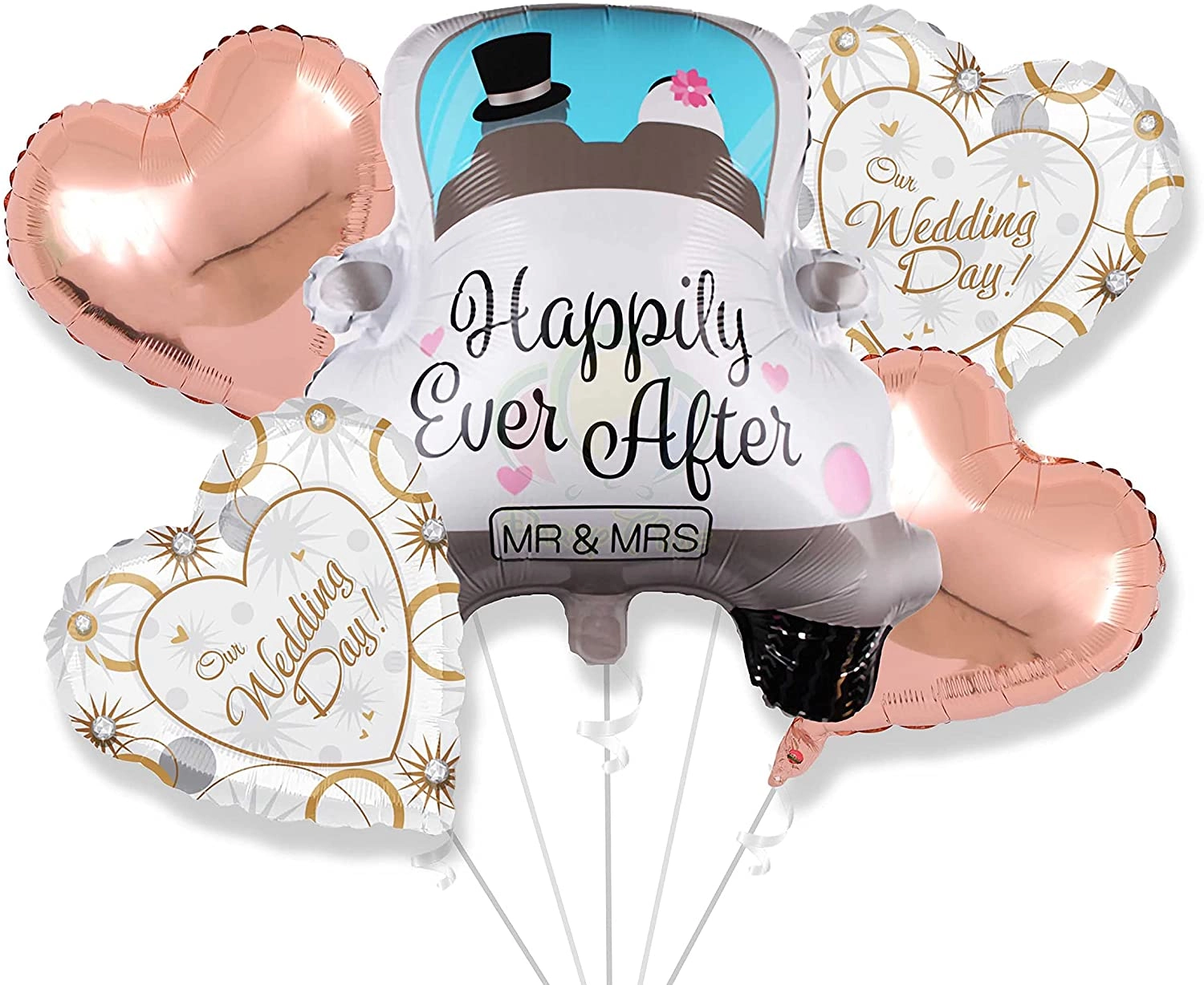Heart Foil Balloon - 5-Pieces Wedding Valentine's Day Bridal Shower Birthday Party