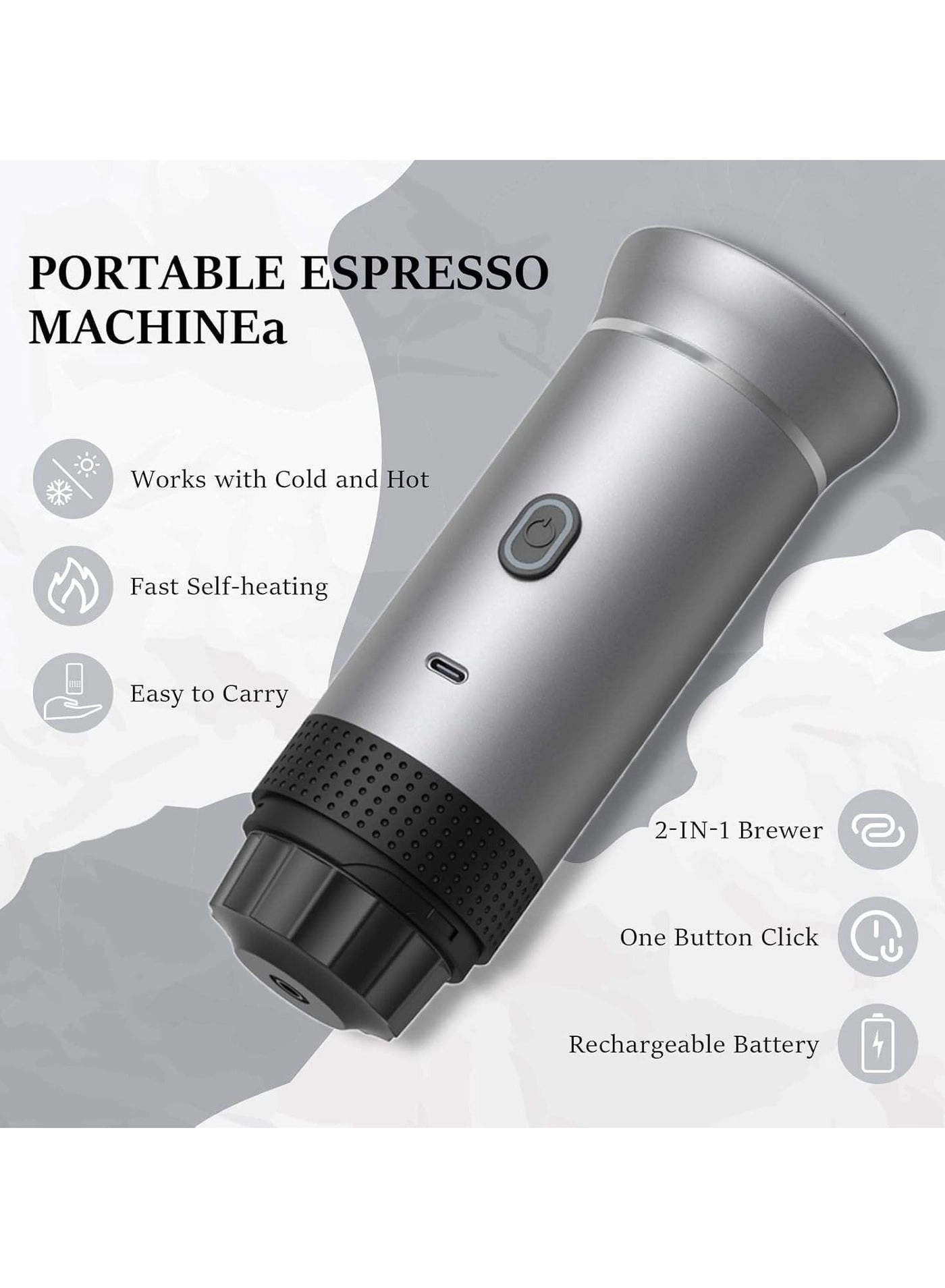 Travel Espresso Machine - small and large capsules ground coffee